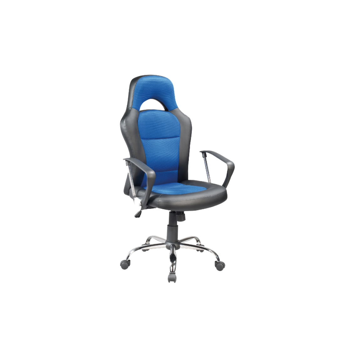 Ac-Deco - Chaise de bureau à roulettes - Q033 - 63 x 50 x 116 cm - Bleu - Chaises