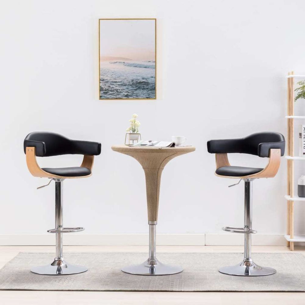 marque generique - Stylé Fauteuils et chaises ligne Windhoek Tabourets de bar 2 pcs Noir Bois courbé et similicuir - Tabourets