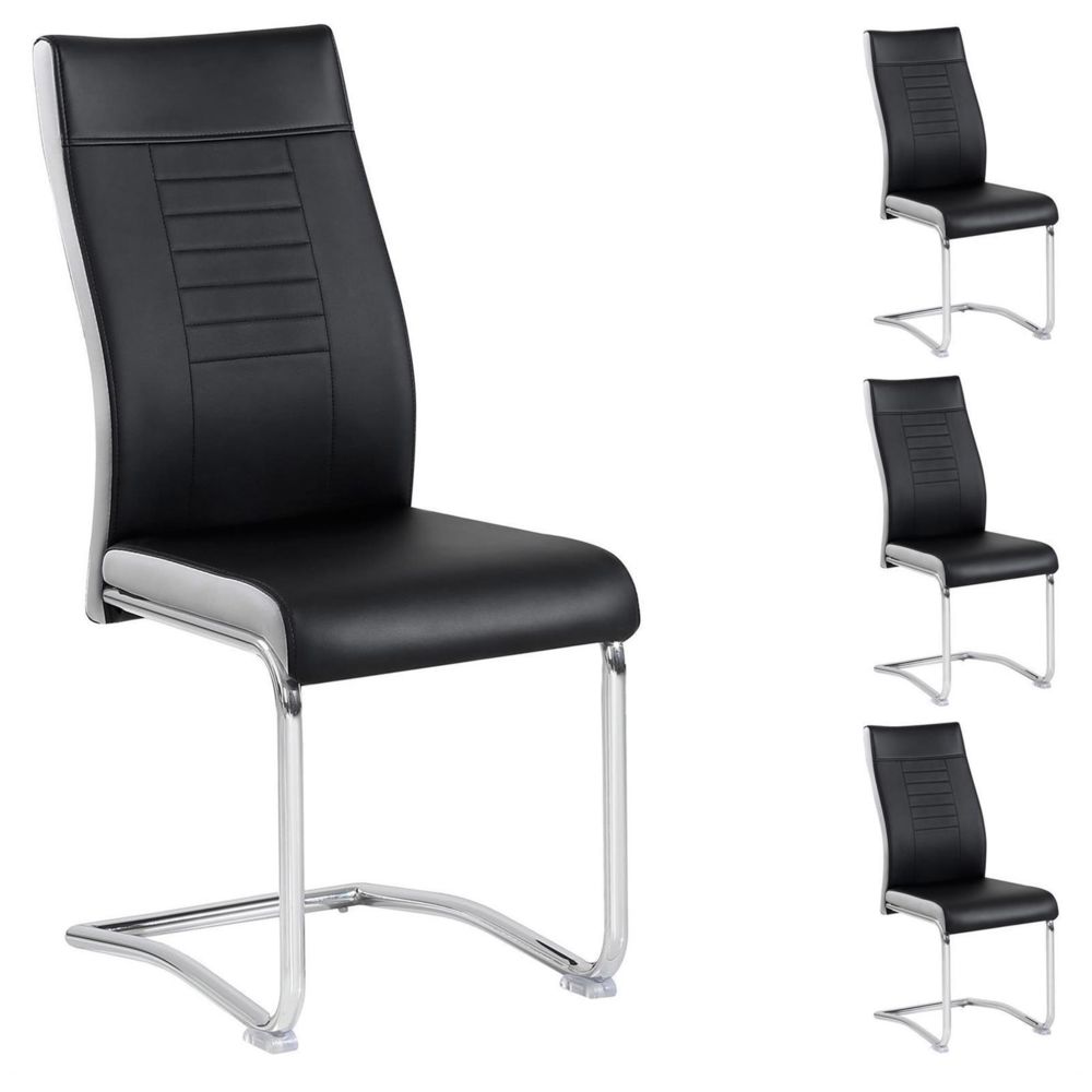 Idimex - Lot de 4 chaises LOANO, en synthétique noir et gris - Chaises