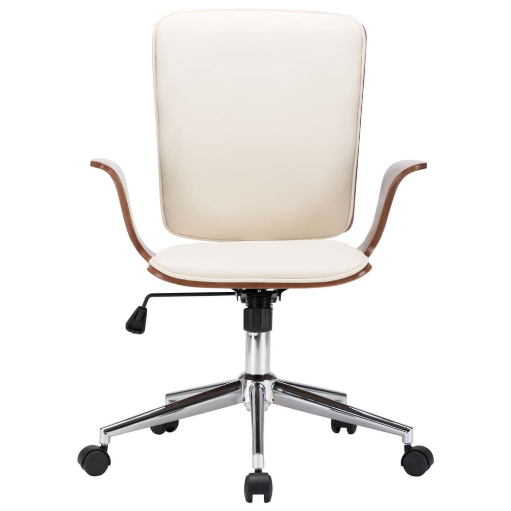 marque generique - Icaverne - Chaises de bureau serie Chaise pivotante de bureau Crème Similicuir et bois courbé - Chaises