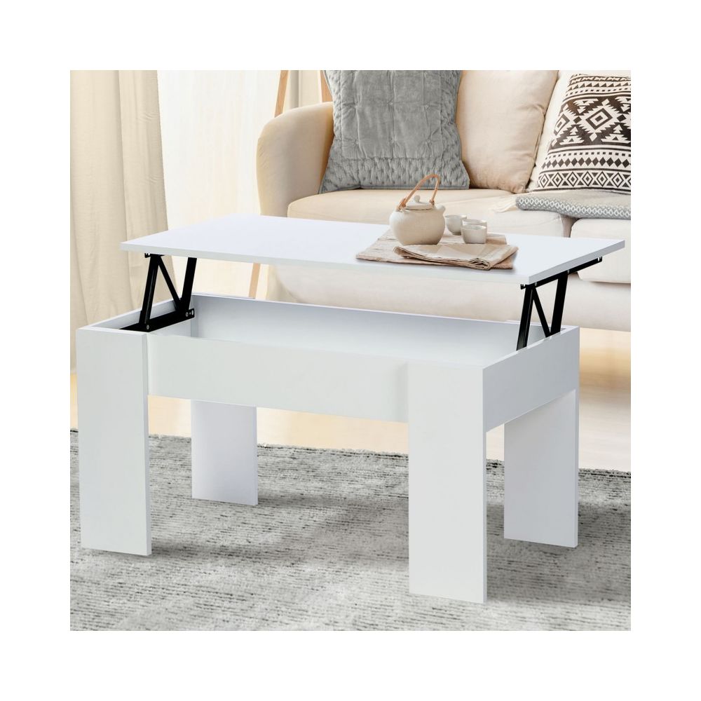 Idmarket - Table basse avec plateau relevable bois blanc - Tables basses