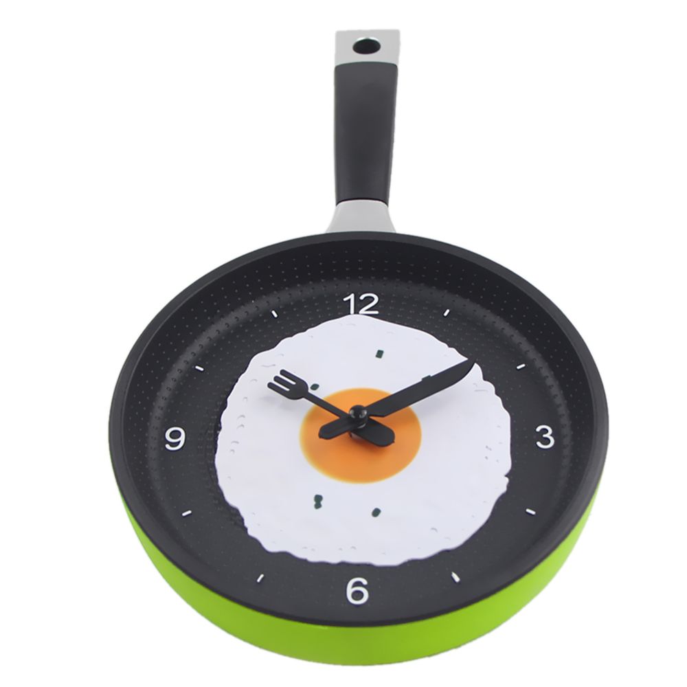 marque generique - Horloge murale en forme d'oeuf au plat pour cuisine chambre verte - Horloges, pendules