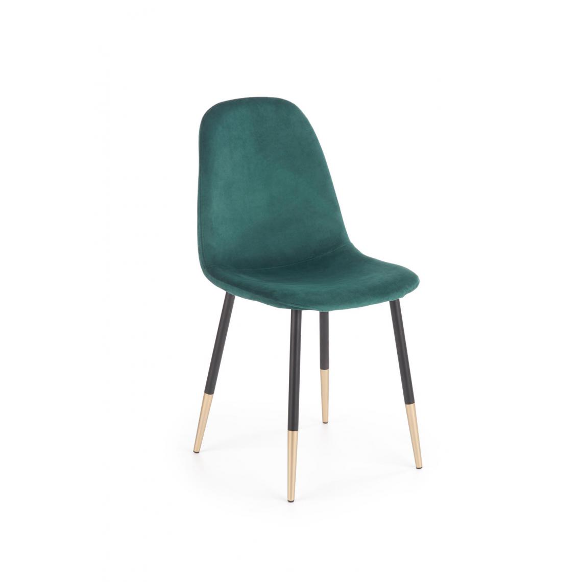 Hucoco - SILVIA - Chaise rembourrée style moderne salon/chambre - 88x48x45 - Pieds en acier - Meuble de salle à manger - Vert - Chaises