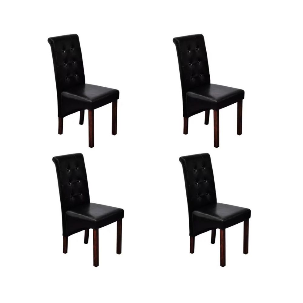 Vidaxl - Chaise antique simili cuir noir (lot de 4) | Noir - Chaises