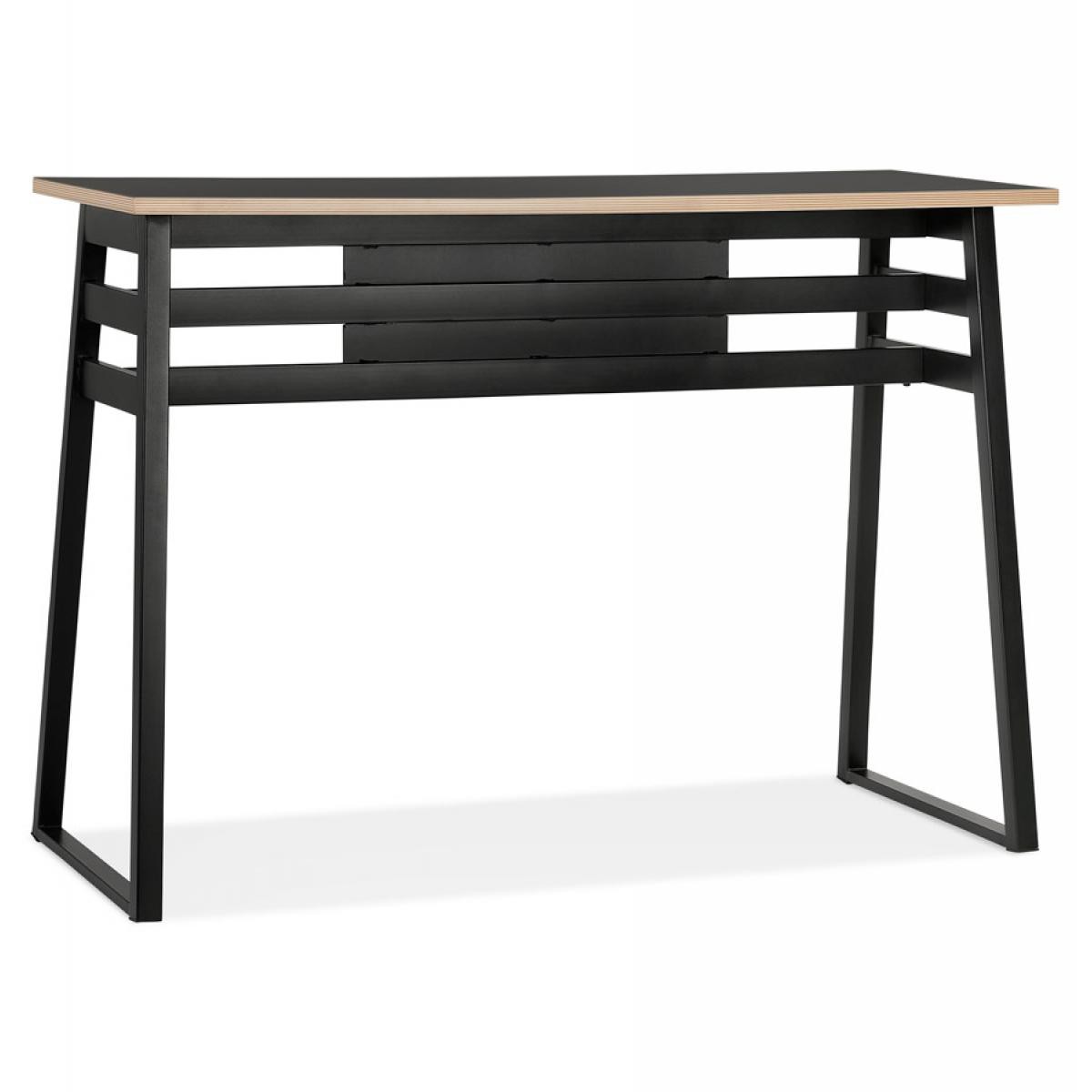 Alterego - Table de bar haute 'NIKI' bois et métal noir - 150x60 cm - Tables à manger
