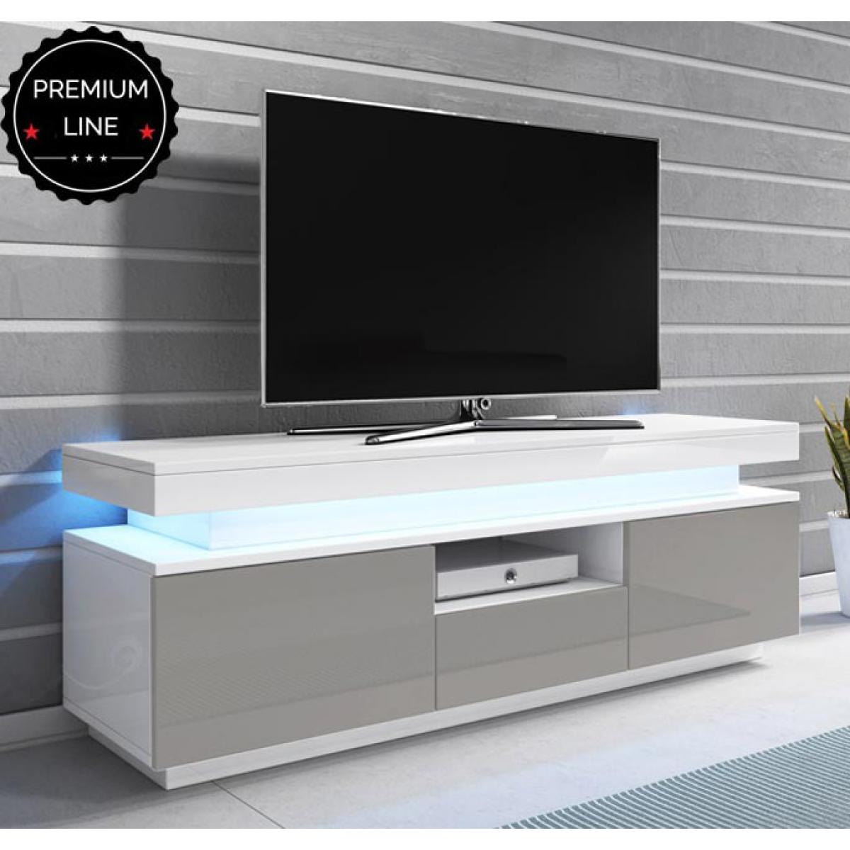 Design Ameublement - Meuble TV modèle Persis (130cm) bianc et gris - Meubles TV, Hi-Fi