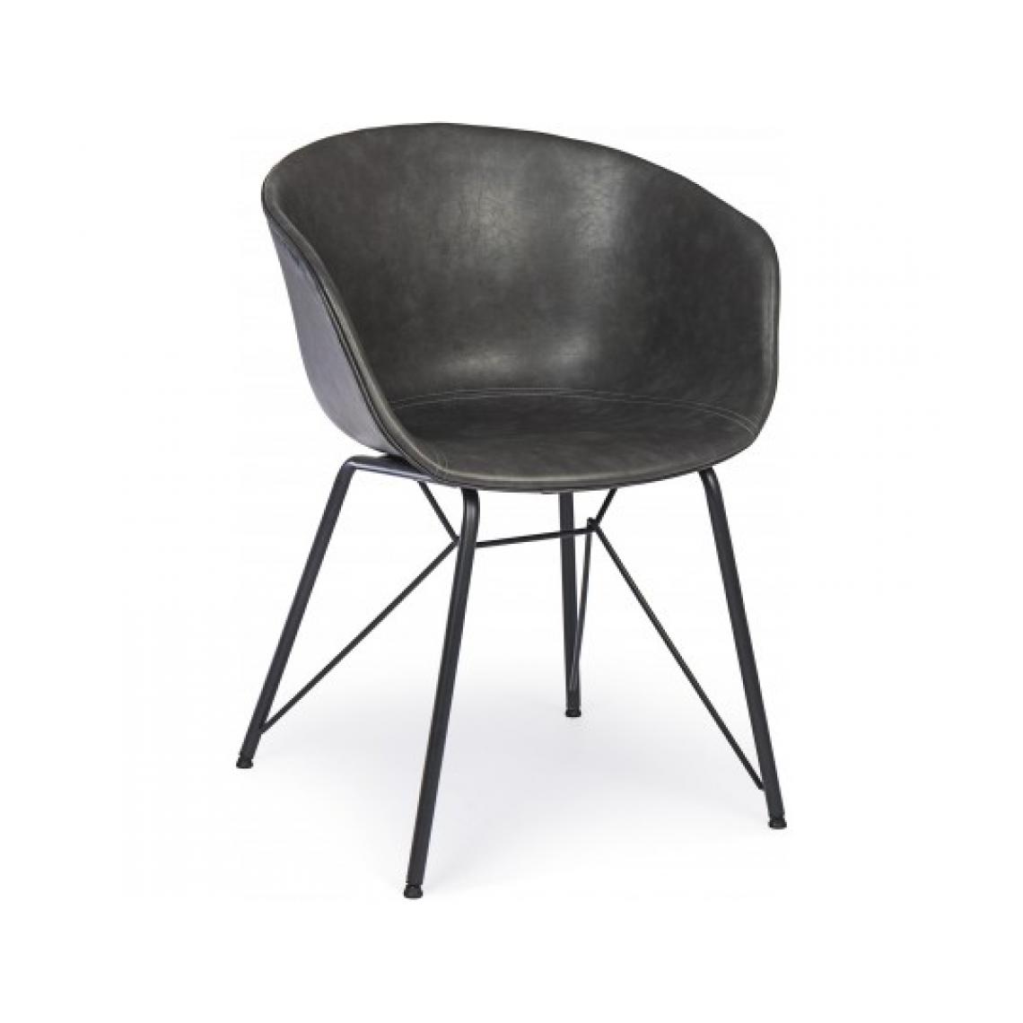 Bizzotto - Chaise Warhol simili cuir anthracite - Chaises