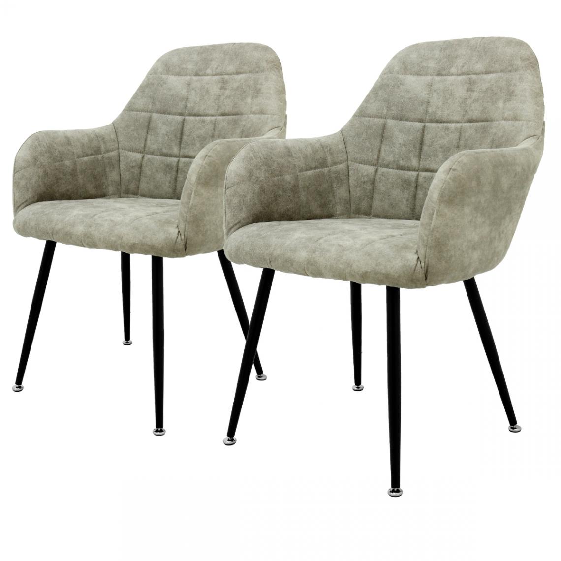 Ecd Germany - 2x Chaises de salle à manger salon fauteuils siègeolive avec pieds métalliques - Chaises