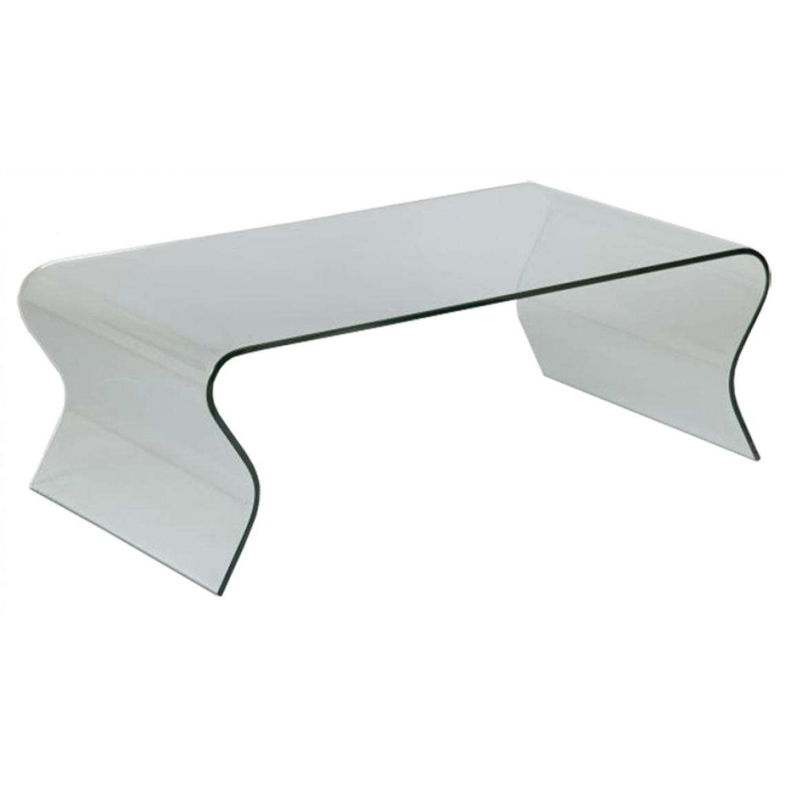 Pegane - Table basse en verre (vague), L.120 X P.65 X Ht.42 cm - Tables basses