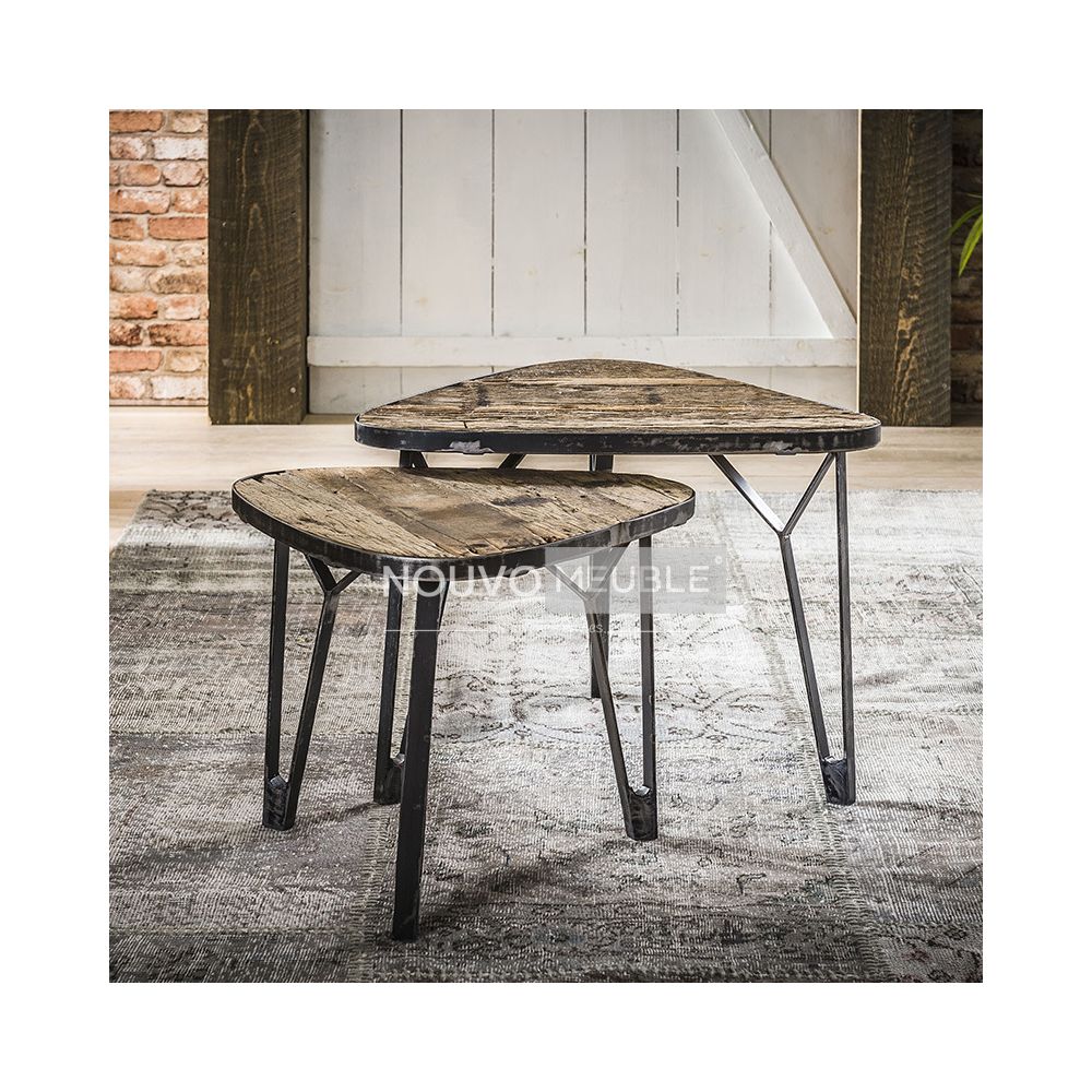Nouvomeuble - Table de salon en bois et métal NEVADA - Tables basses