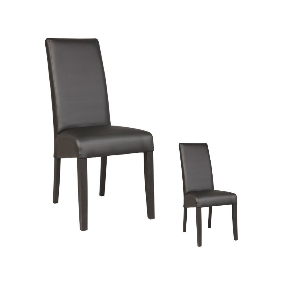 Tousmesmeubles - Duo de chaises Similicuir Noir - KUBAN - Chaises