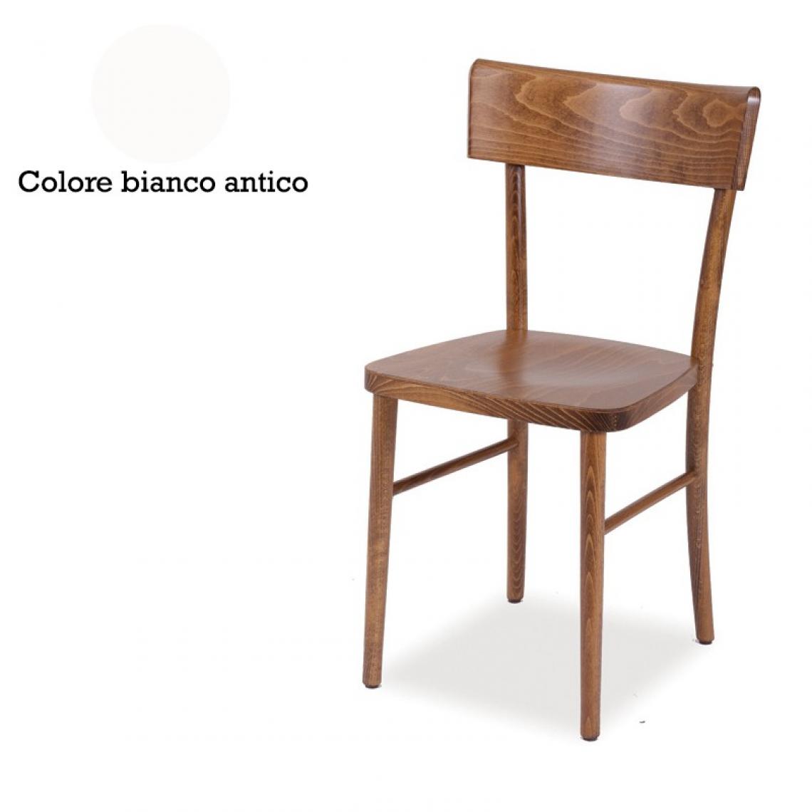 Webmarketpoint - Chaise en bois de hêtre brut courbé, coloris blanc antique 40x42xh.81 cm - Chaises
