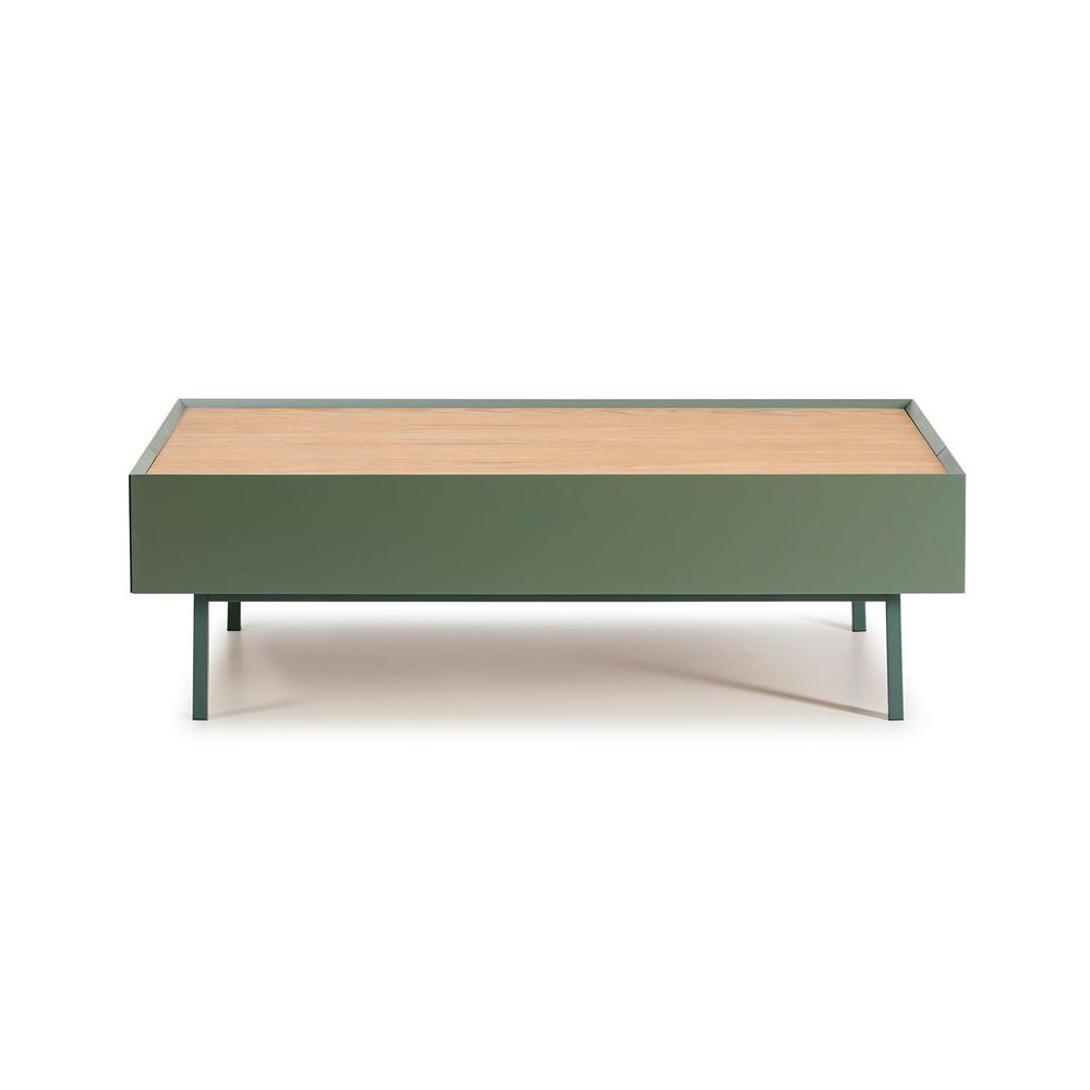 Tousmesmeubles - Table basse rectangulaire Vert/Chêne - MELYS - Tables basses