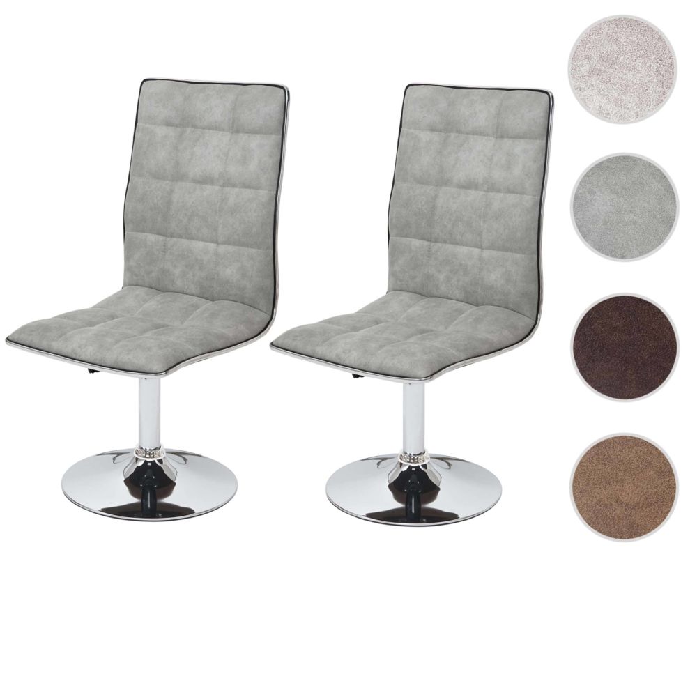 Mendler - 2x chaise de salle à manger HWC-C41, fauteuil, tissu ~ vintage gris béton - Chaises