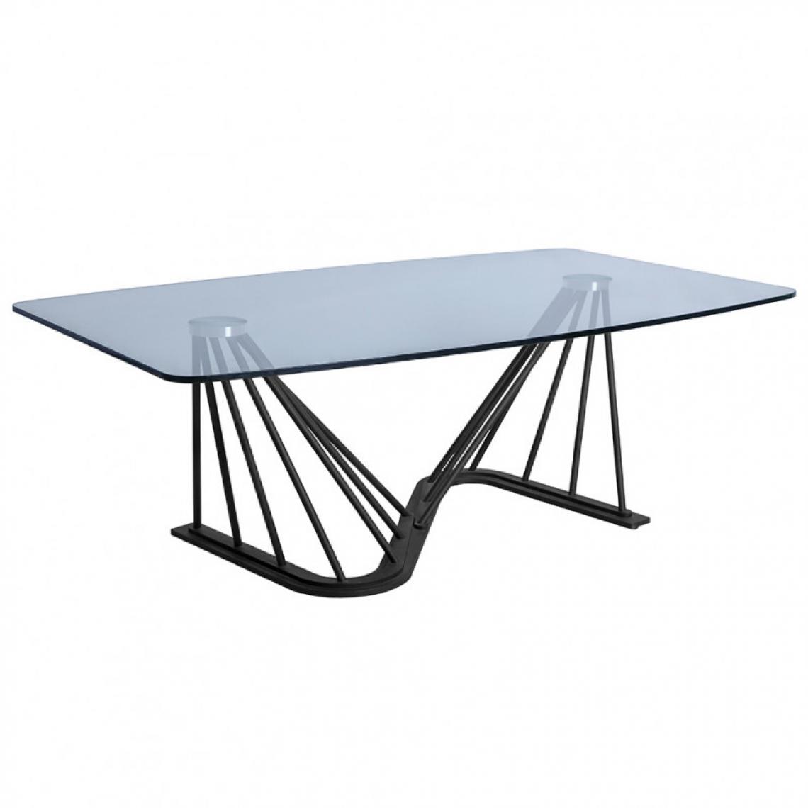 Meubletmoi - Table basse plateau en verre, piètement métal noir - VIDRIO - Tables basses