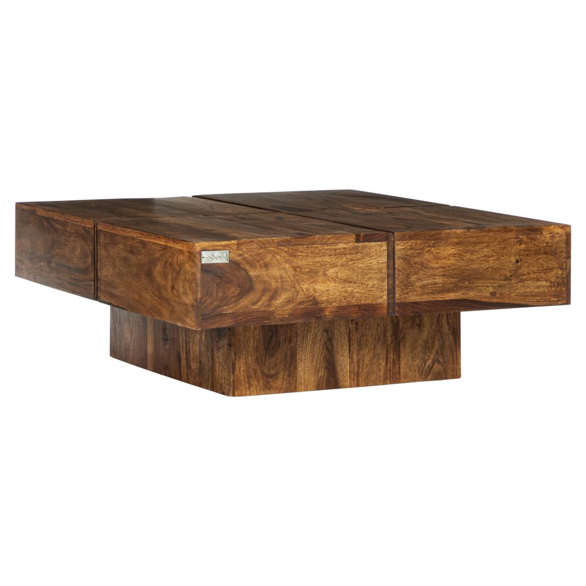 Womo-design - Table basse en bois sheesham massif 80x80x30 cm table canapé rustique pour salon - Tables basses
