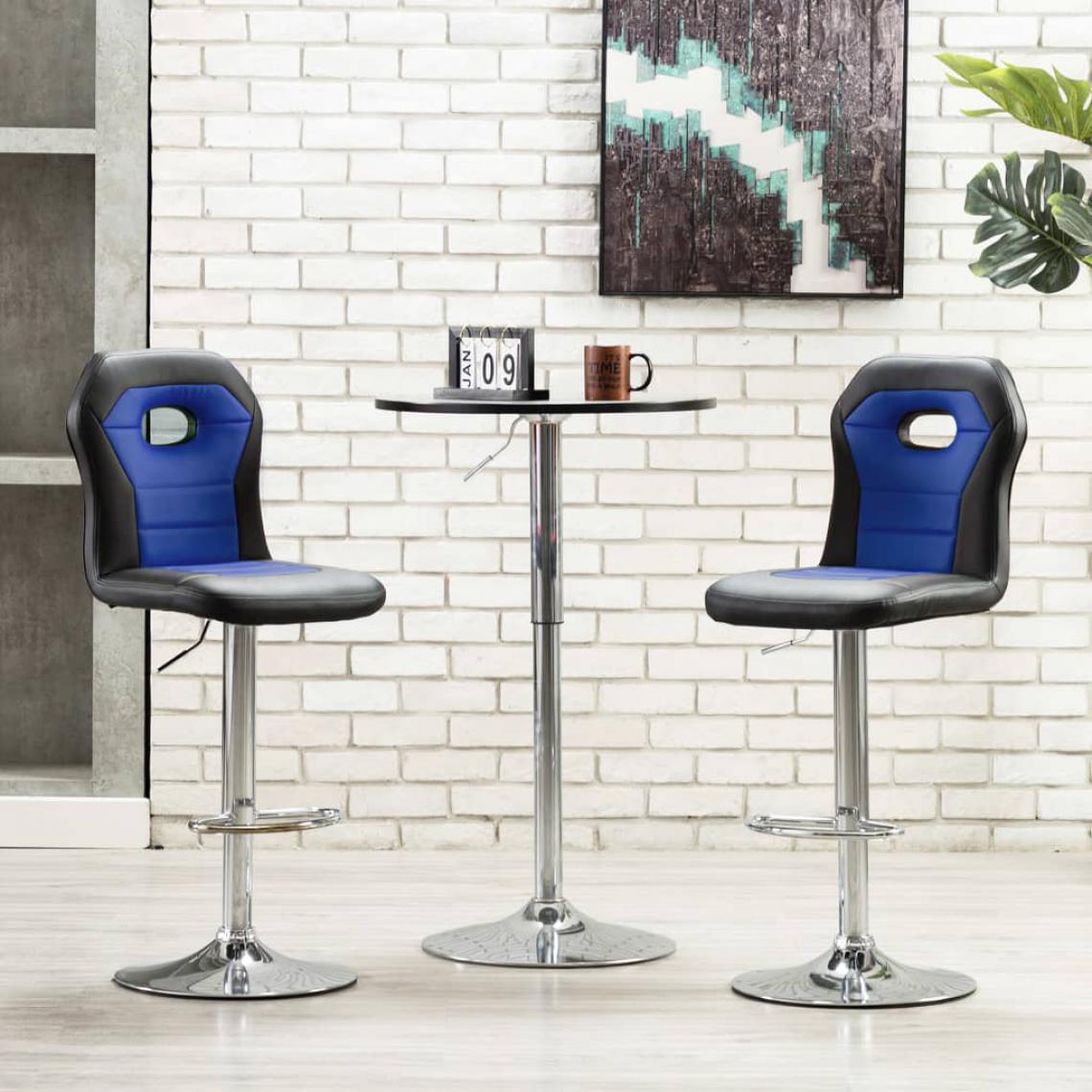 Icaverne - Inedit Fauteuils et chaises gamme Avarua Chaise de bar Bleu Similicuir - Tabourets