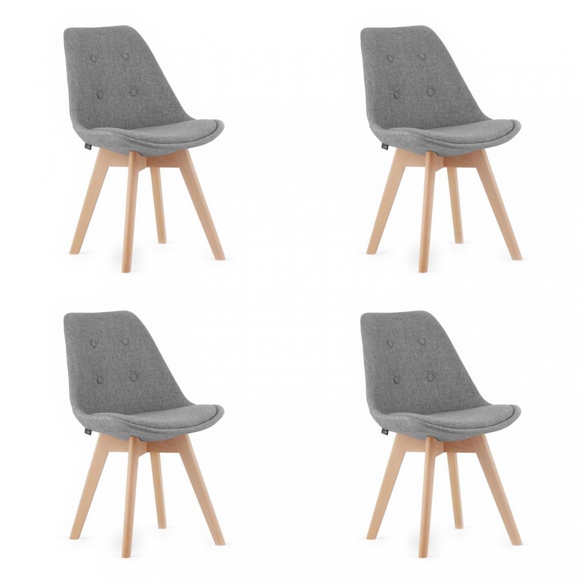 Hucoco - NORIKT - Lot de 4 chaises style moderne salon/salle à manger/bureau - 84x54x48.5 cm - Chaise en velours - Gris - Chaises