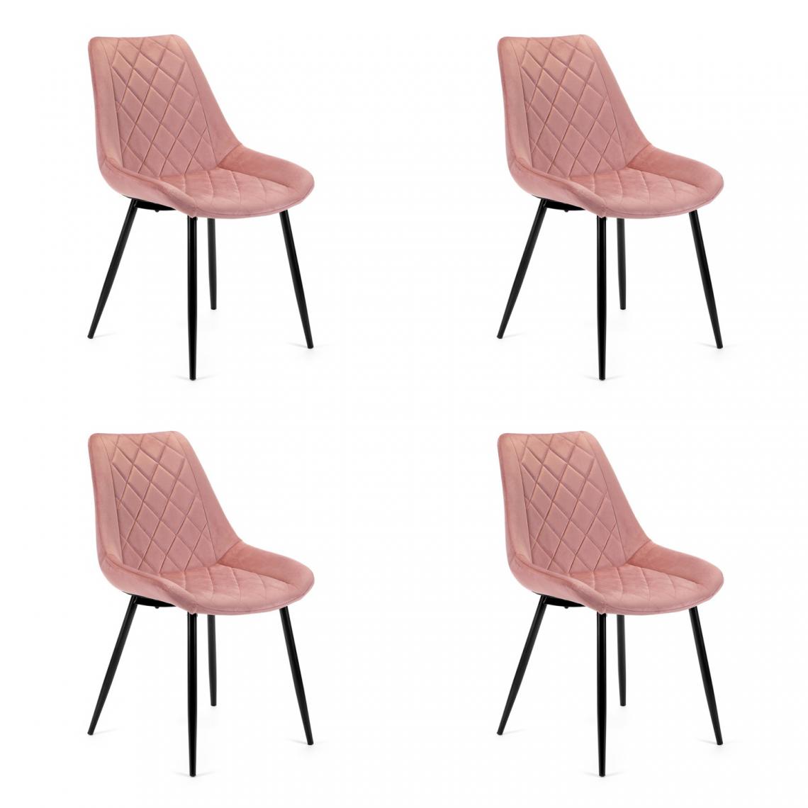 Hucoco - TERLO - Chaise rembourrée 4 pcs style moderne salon/salle à manger - 84x44x43 - Pieds en métal - Rose - Chaises