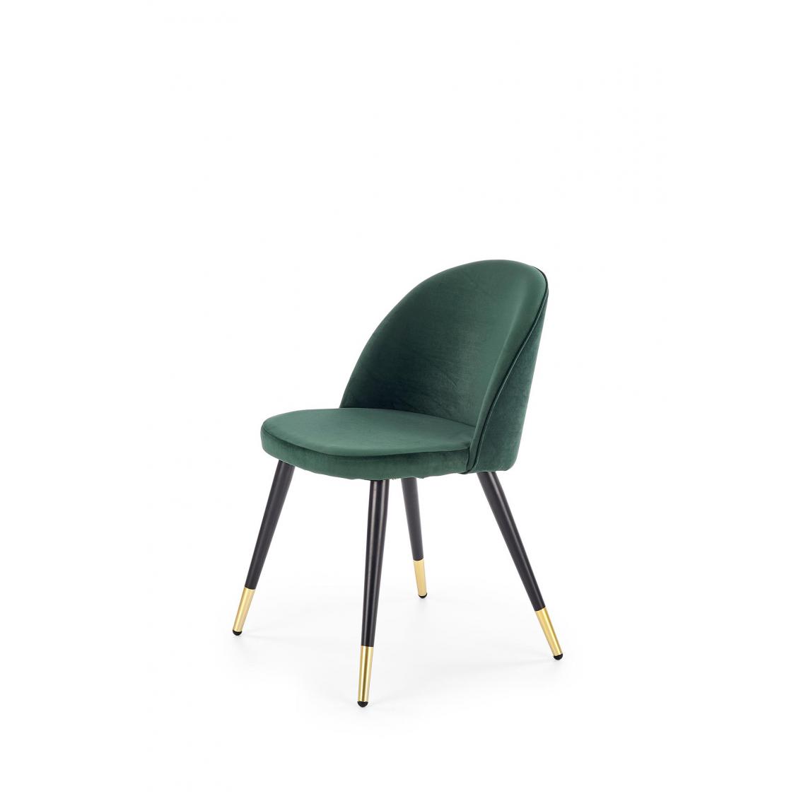 Hucoco - SILVESTRO - Chaise rembourrée style moderne salon/chambre - 76x55x50 - Pieds en acier - Meuble de salle à manger - Vert - Chaises