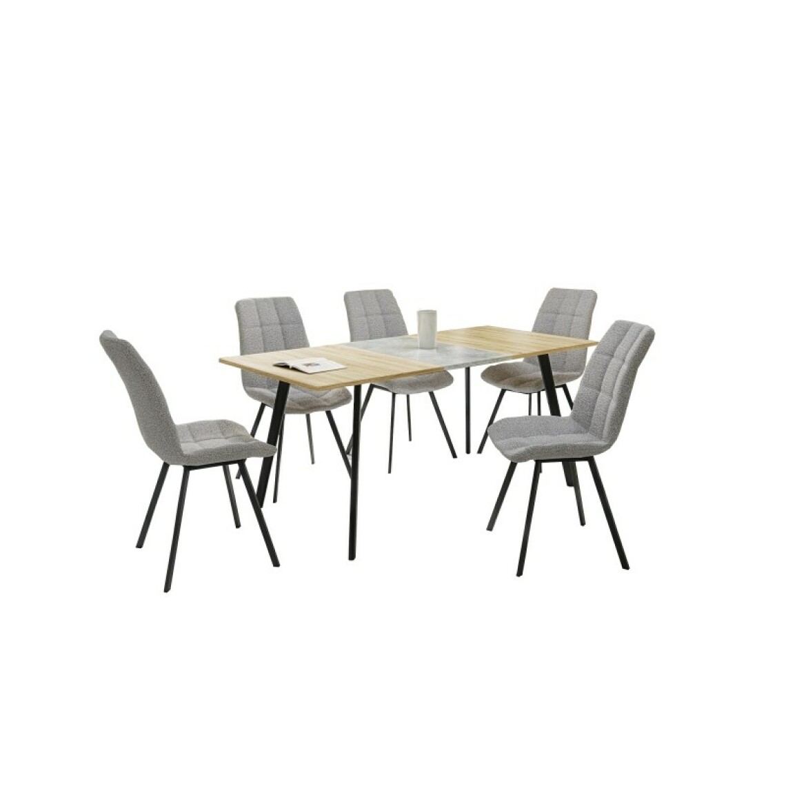 Carellia - Table à manger extensible rectangulaire 120-160 cm x 80 cm x 76 cm - Chêne sonoma/Gris - Tables à manger