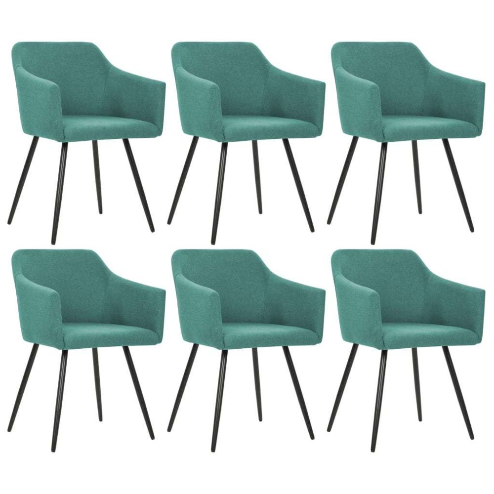 marque generique - Inedit Fauteuils et chaises ensemble Tunis Chaises de salle à manger 6 pcs Vert Tissu - Chaises