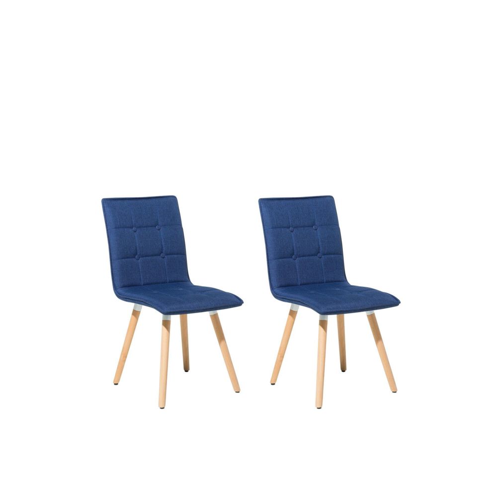 Beliani - Beliani Lot de 2 chaises en tissu bleu marine BROOKLYN - bleu foncé - Chaises