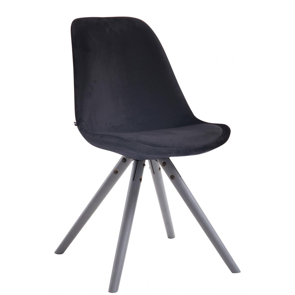 Icaverne - Magnifique Chaise visiteur ronde en velours serie Katmandou gris couleur noir - Chaises