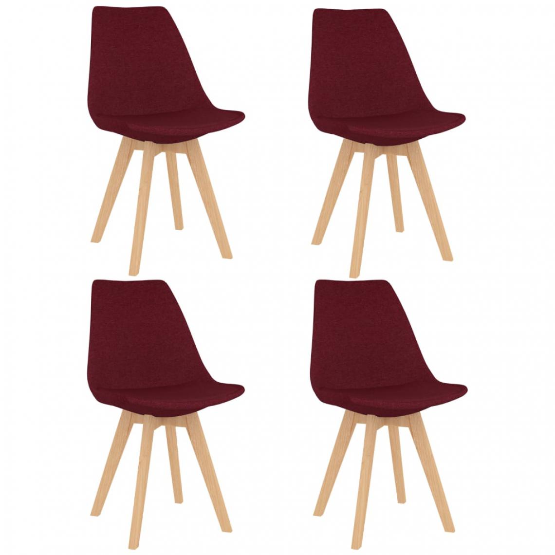 Chunhelife - Chunhelife Chaises de salle à manger 4 pcs Rouge bordeaux Tissu - Chaises
