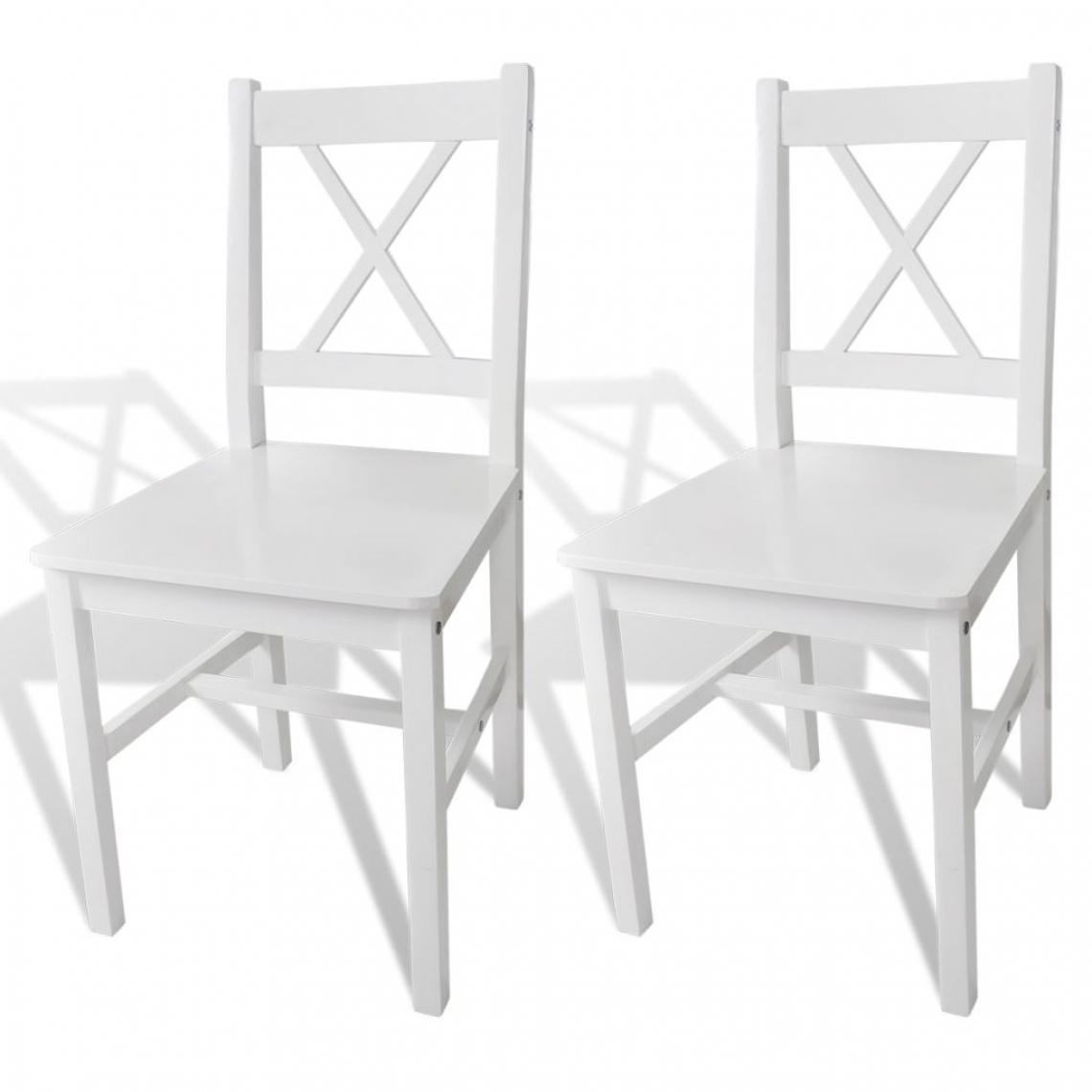 Chunhelife - Chunhelife Chaises de salle à manger 2 pcs Blanc Bois de pin - Chaises