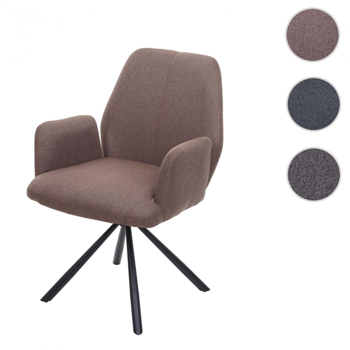 Mendler - Chaise de salle à  manger HWC-H71, pivotante à  position automatique tissu/textile acier ~ brun - Chaises