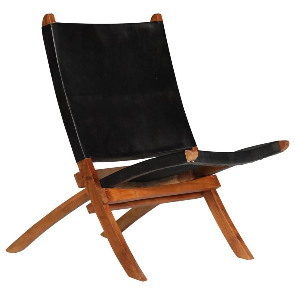 Vidaxl - vidaXL Chaise de relaxation pliable Noir Cuir véritable - Chaises