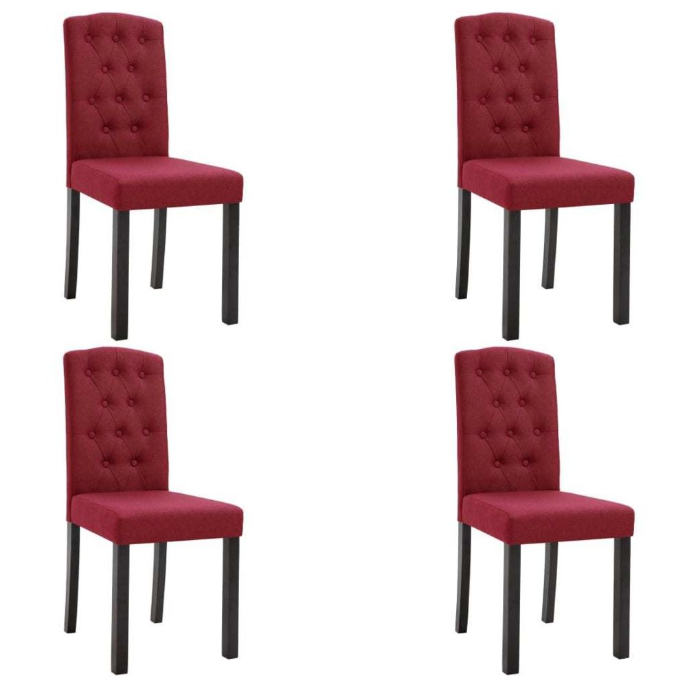 marque generique - Icaverne - Chaises de cuisine categorie Chaises de salle à manger 4 pcs Rouge bordeaux Tissu - Chaises