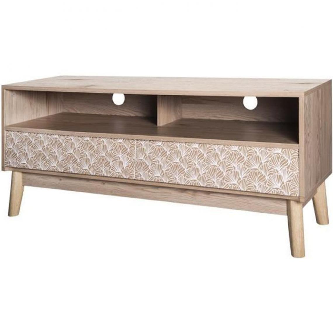 Cstore - CSTORE - meuble tv 2 tiroirs - bois et motifs - l 120xp 40xh 50 cm - Sofia - Meubles TV, Hi-Fi
