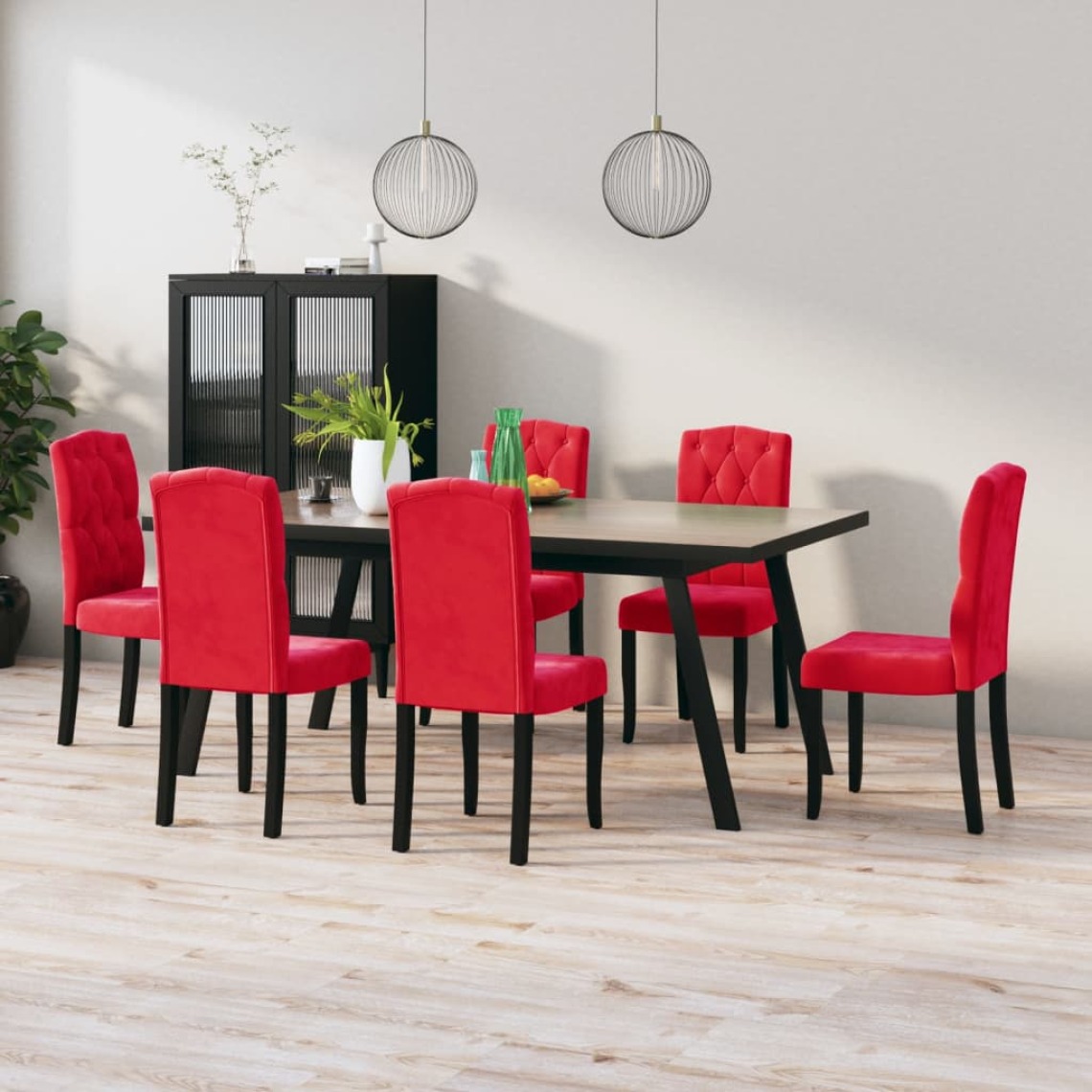 Vidaxl - vidaXL Chaises de salle à manger 6 pcs Rouge bordeaux Velours - Chaises