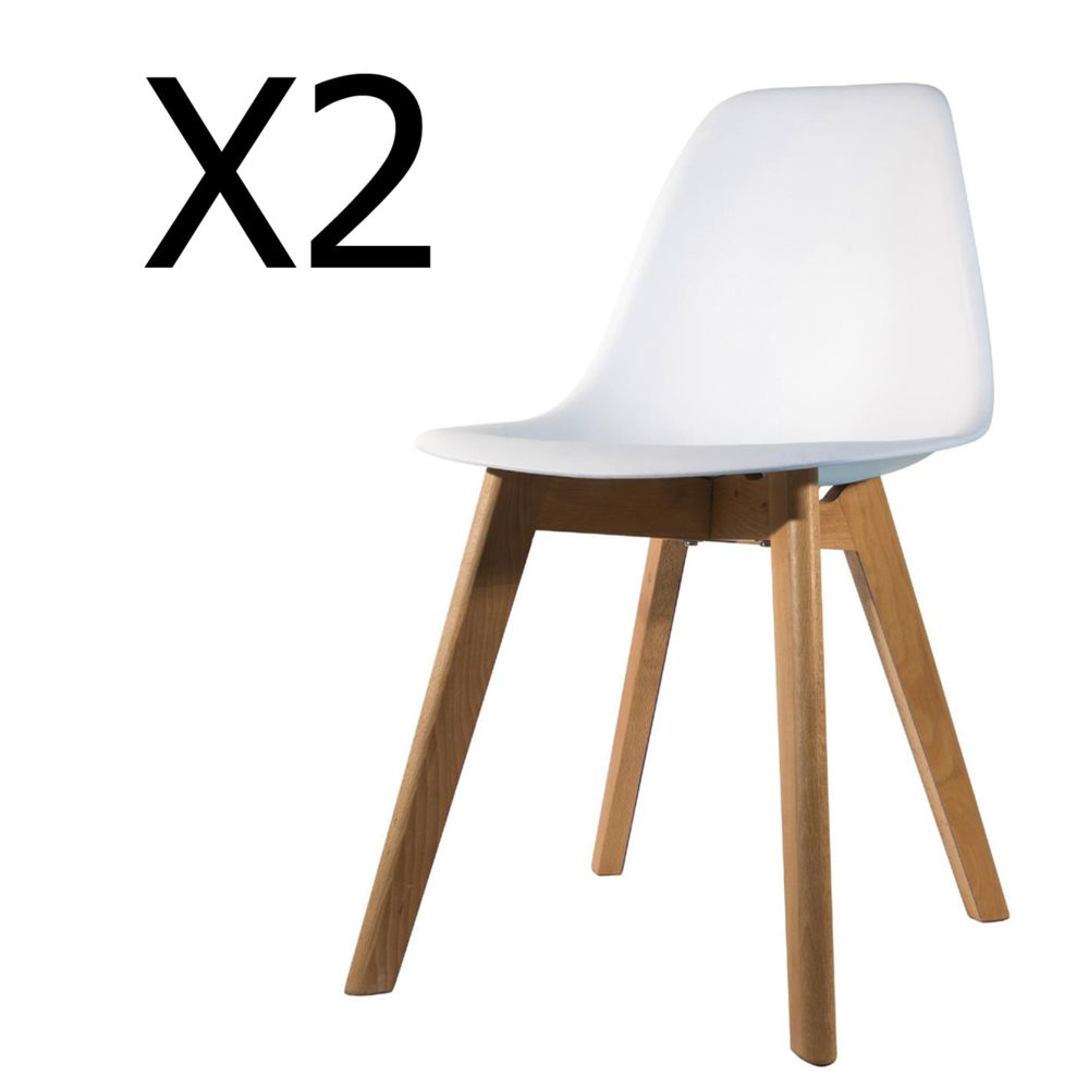 Pegane - Lot de 2 chaises pour enfant en bois et polypropylène coloris blanc - Dim : H 57.5 x L 35 x P 37 cm - PEGANE - - Chaises