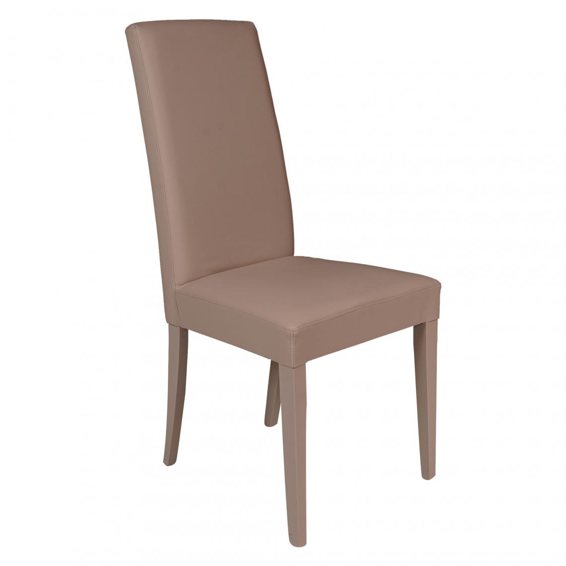 Alter - Chaise classique en éco-cuir rembourrée avec pieds en bois, Fauteuil de salle à manger, Made in Italy, cm 46x54h98, Couleur sable - Chaises