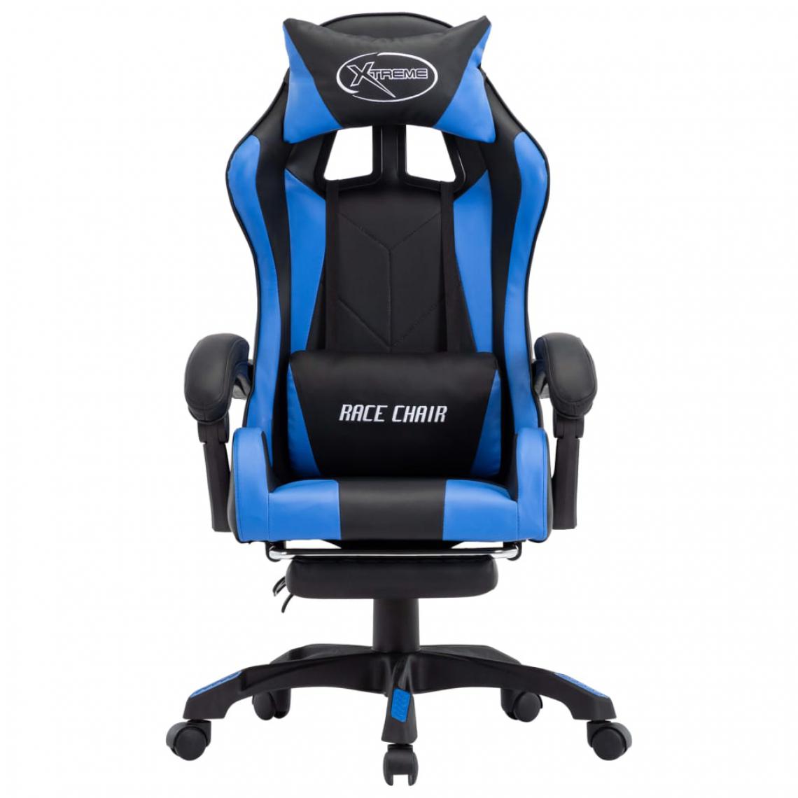 Icaverne - Icaverne - Chaises de bureau categorie Fauteuil de jeux vidéo avec repose-pied Bleu et noir Similicuir - Chaises