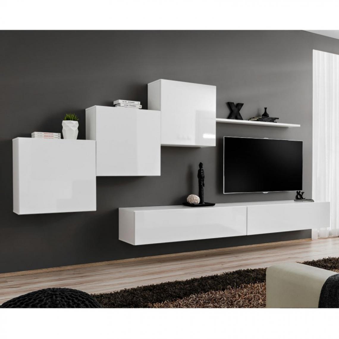Ac-Deco - Meuble TV Mural Design Switch X 330cm Blanc - Meubles TV, Hi-Fi