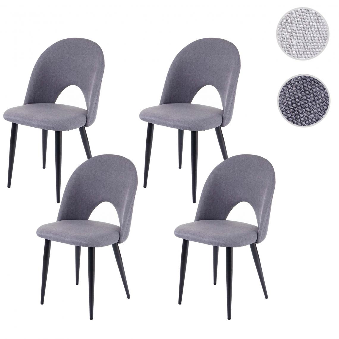 Mendler - 4x chaise à  manger HWC-D73, chaise de cuisine, tissu/textile ~ gris foncé - Chaises