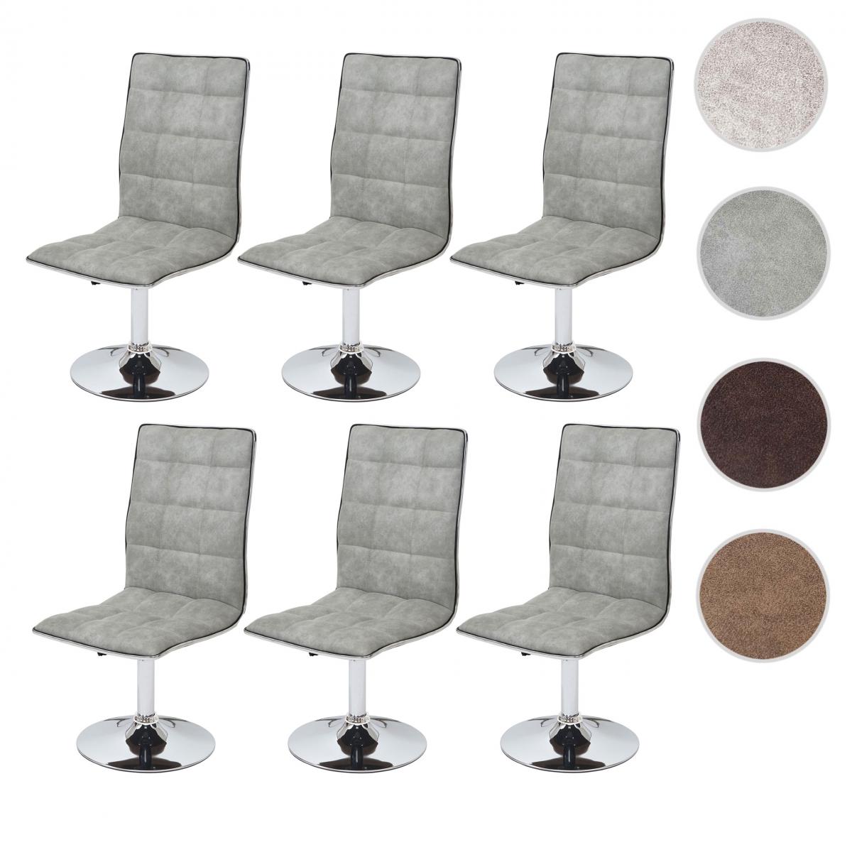 Mendler - 6x chaise de salle à manger HWC-C41, fauteuil, tissu ~ vintage gris béton - Chaises