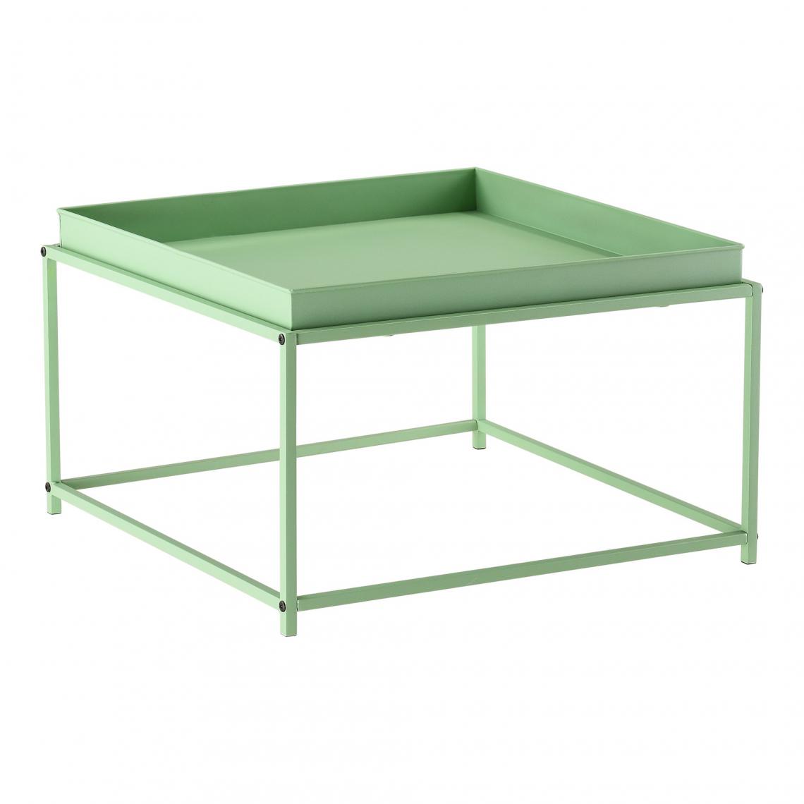 Helloshop26 - Table basse carrée stylée pour salon avec plateau amovible en métal 59 x 59 cm vert 03_0006132 - Tables basses