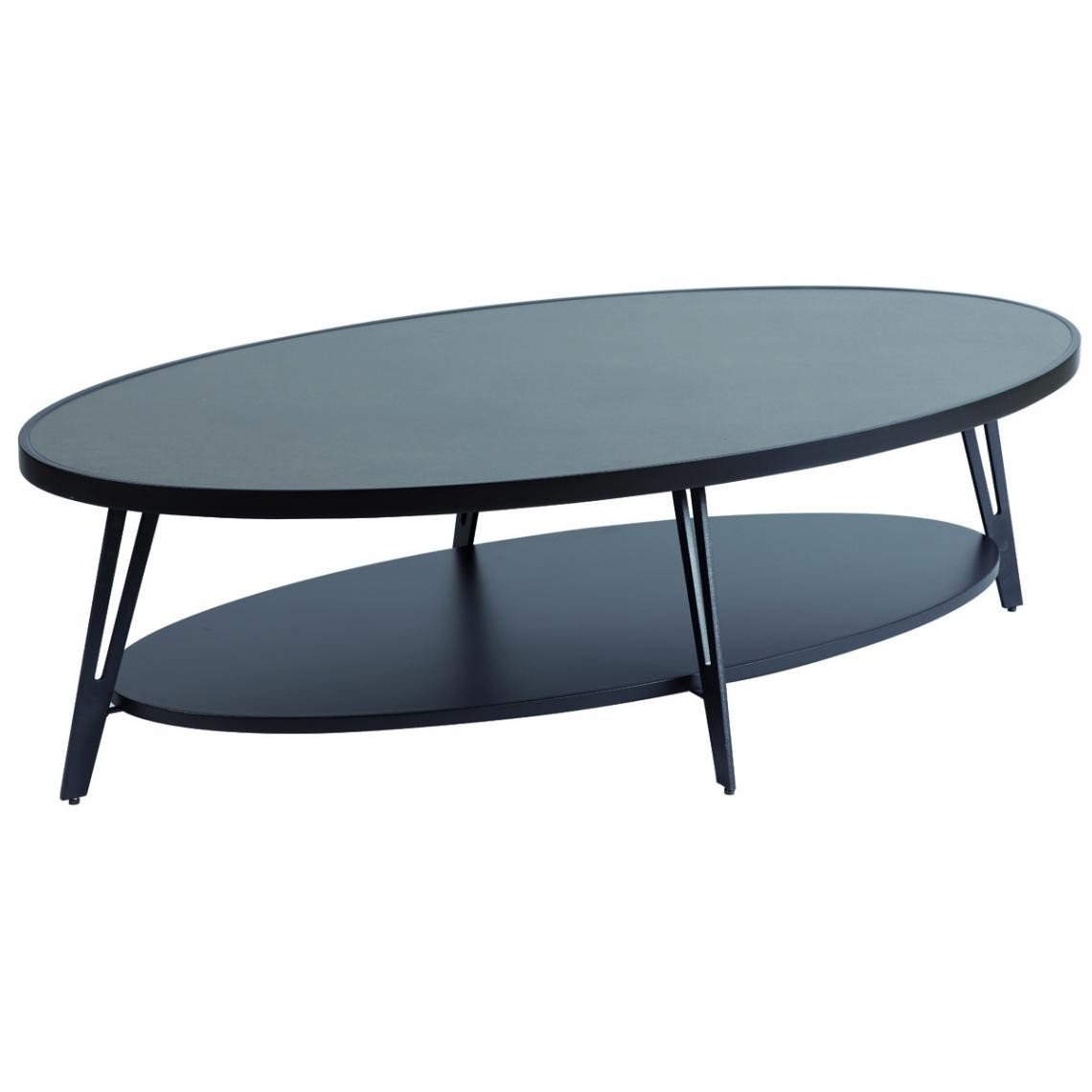 Pegane - Table basse en MDF / céramique coloris noir mat - Longueur 135 x profondeur 70 x hauteur 40 cm - Tables basses