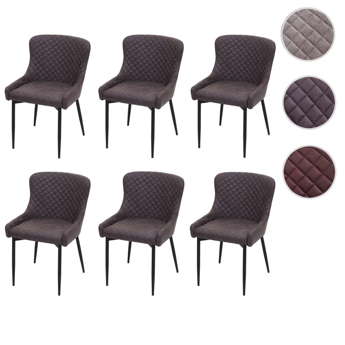 Mendler - 6x chaise de salle à manger HWC-H79, chaise inclinable, métal vintage ~ tissu/textile gris foncé - Chaises