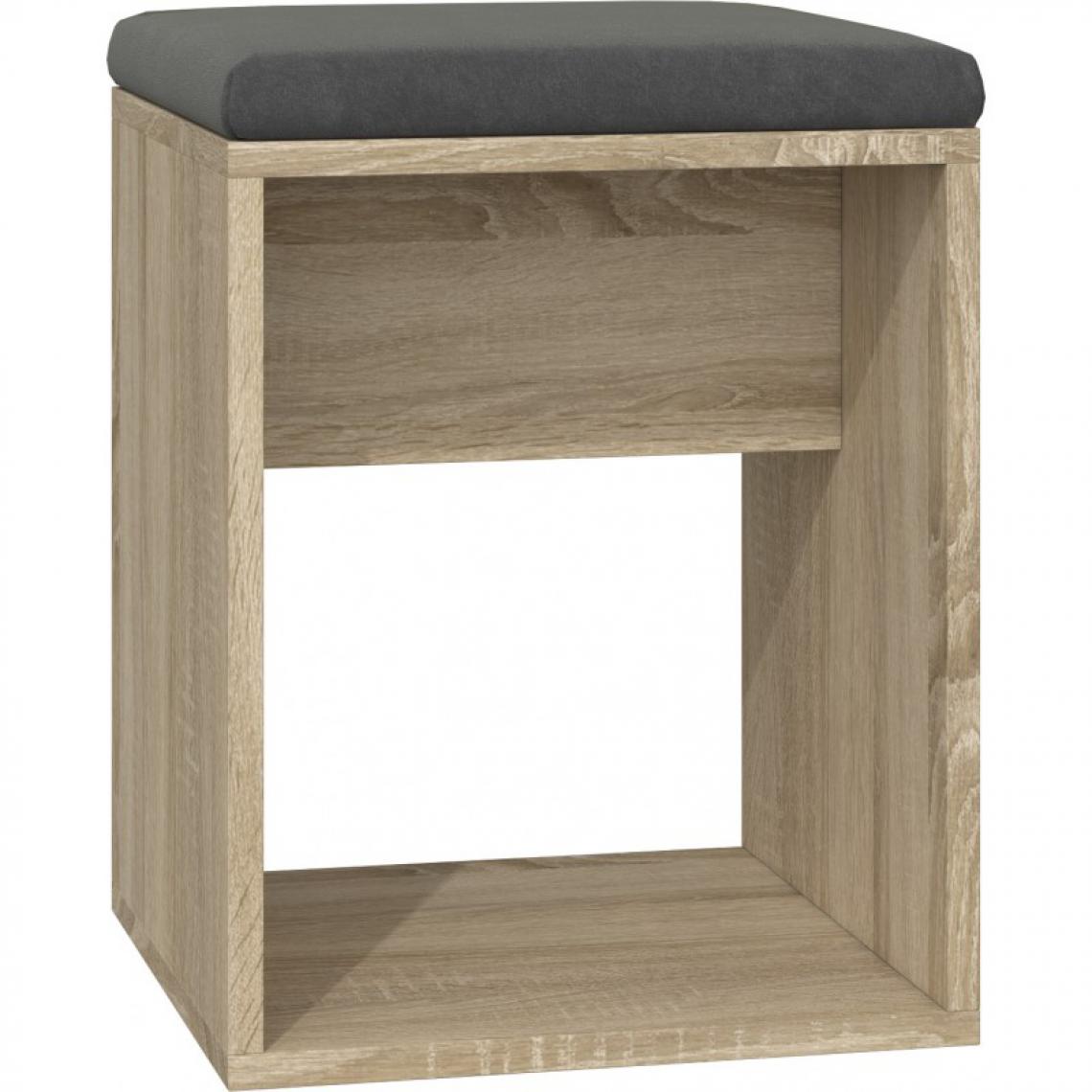 Hucoco - MATIAS | Tabouret moderne avec coussin | Design minimaliste | Dimensions : 51x35x35 | Léger, forme simple | Assise confortable - Chêne - Tabourets