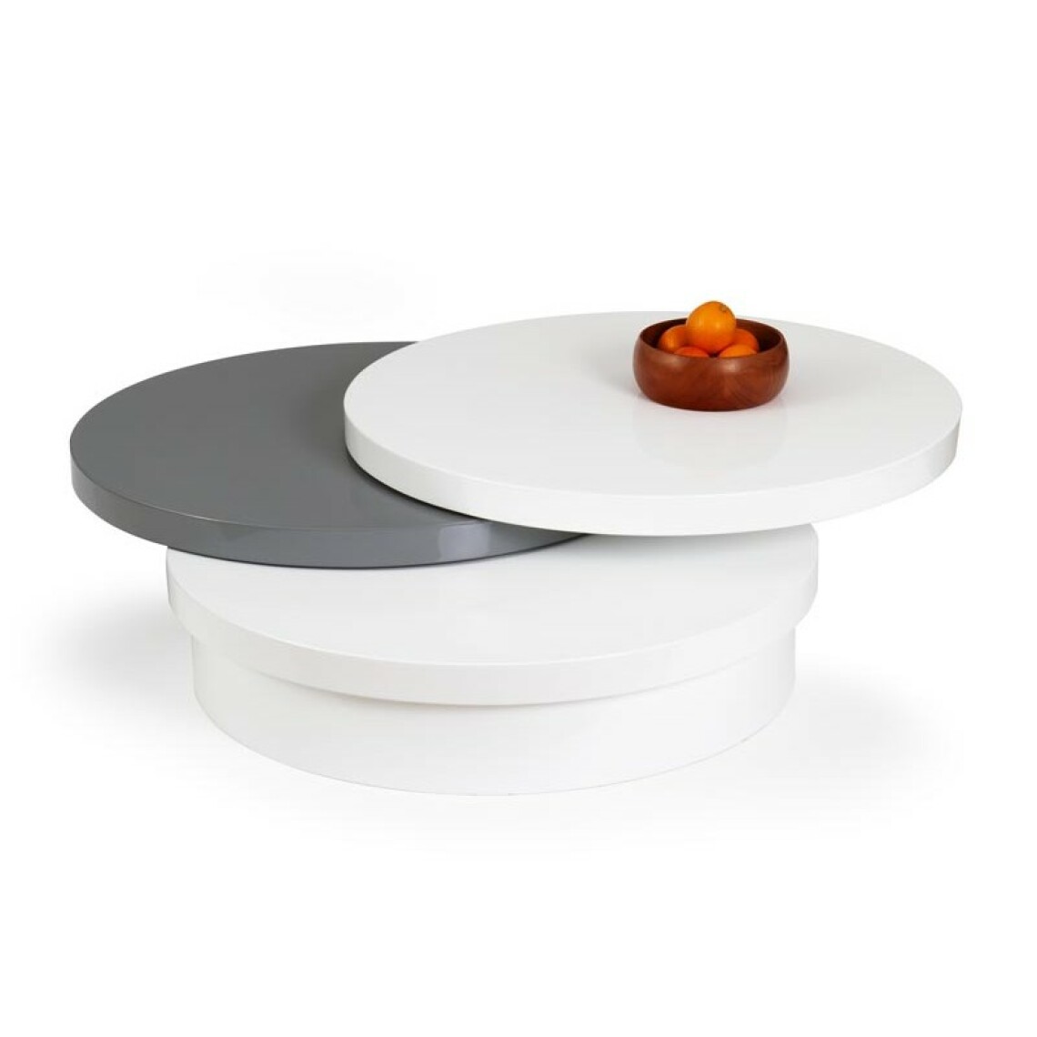 Carellia - Table basse ronde design 80 cm x 27 cm - Gris/blanc - Tables basses