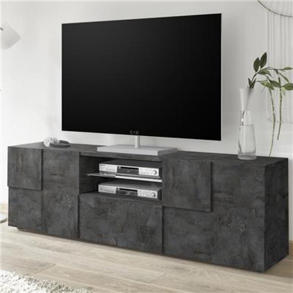 Nouvomeuble - Meuble télé 180 cm moderne anthracite SANDREA 5 - Meubles TV, Hi-Fi