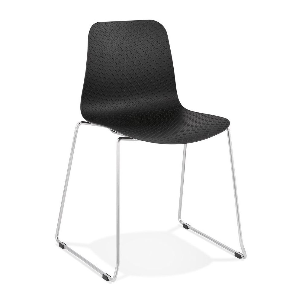 Alterego - Chaise moderne 'EXPO' noire avec pieds en métal chromé - Chaises