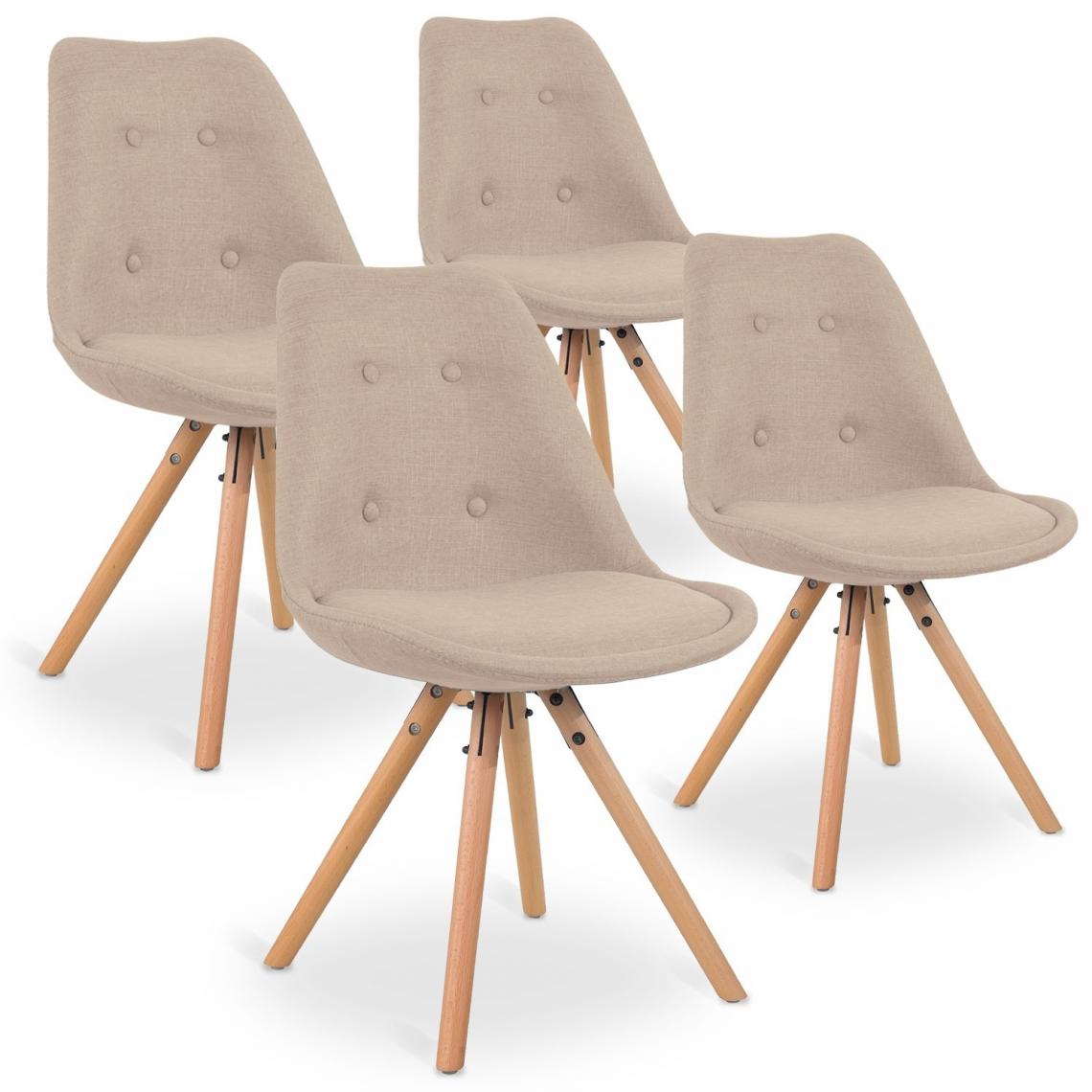 marque generique - Lot de 4 chaises scandinaves Frida tissu Beige - Chaises