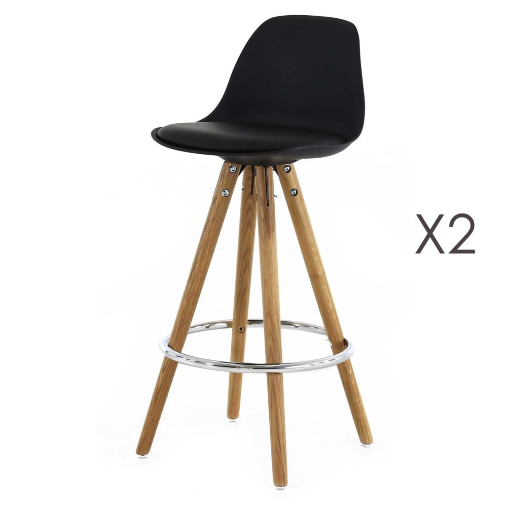 marque generique - Lot de 2 chaises de bar coloris noir - LUCIE - Chaises